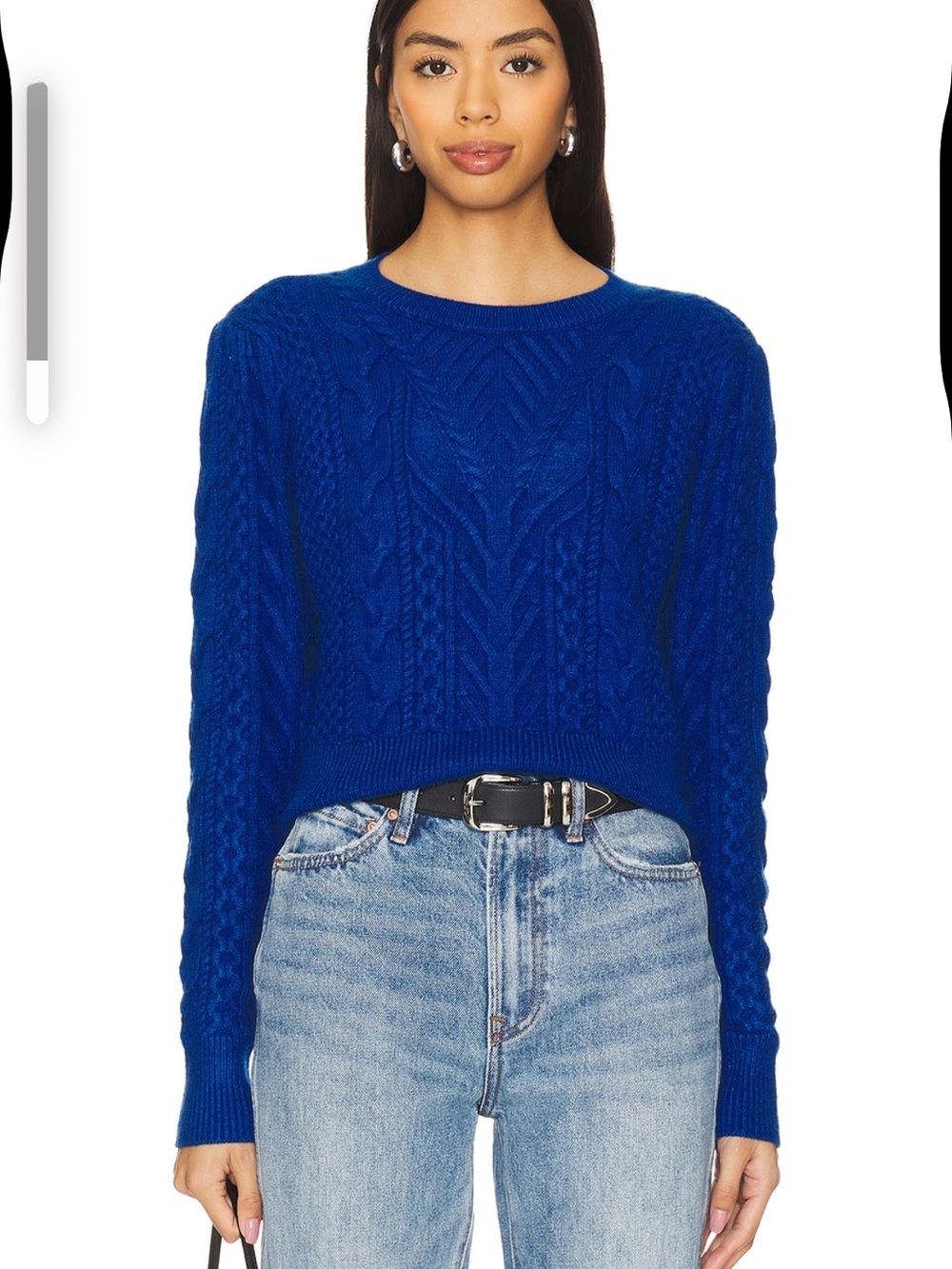 Favorite Daughter Royal Blue Cable Crew Sweater